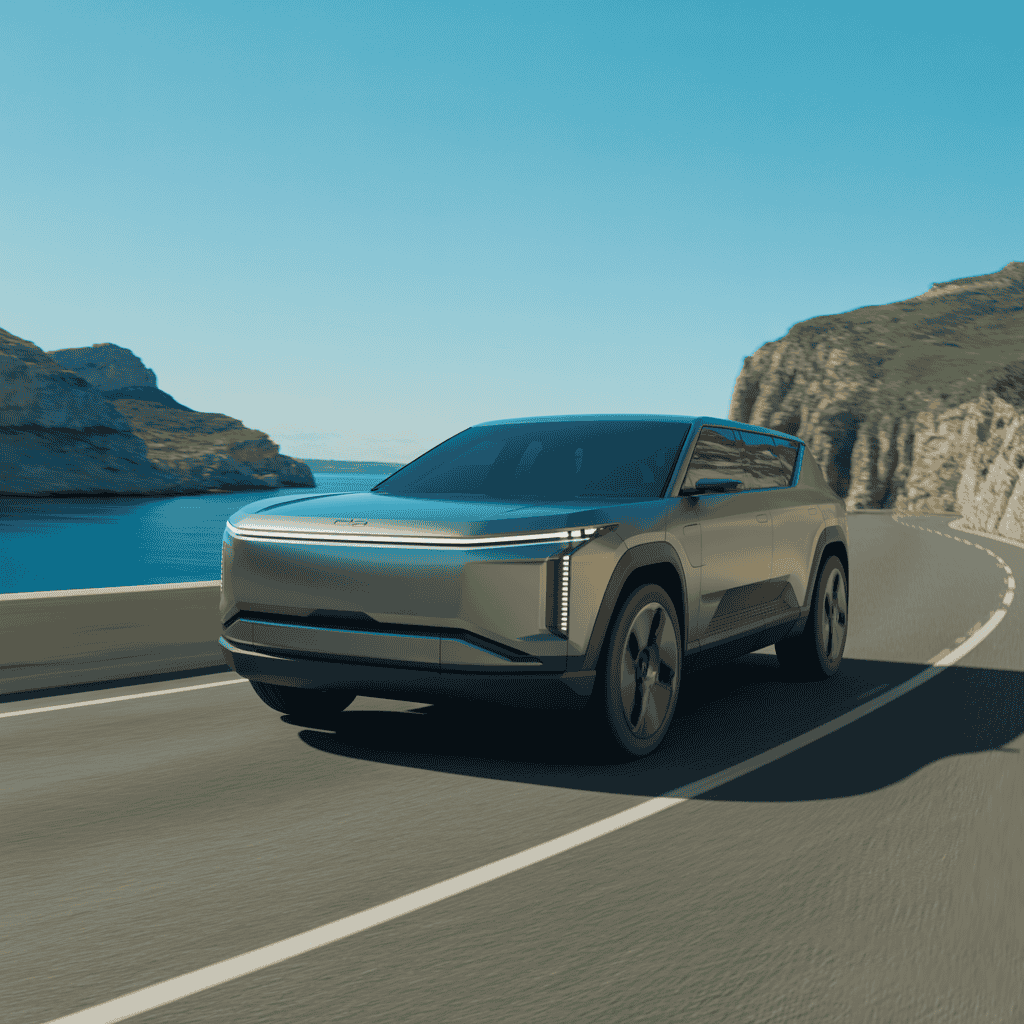 SUV eléctrico moderno estacionado en entorno urbano - Mejores SUV eléctricos 2025 España
