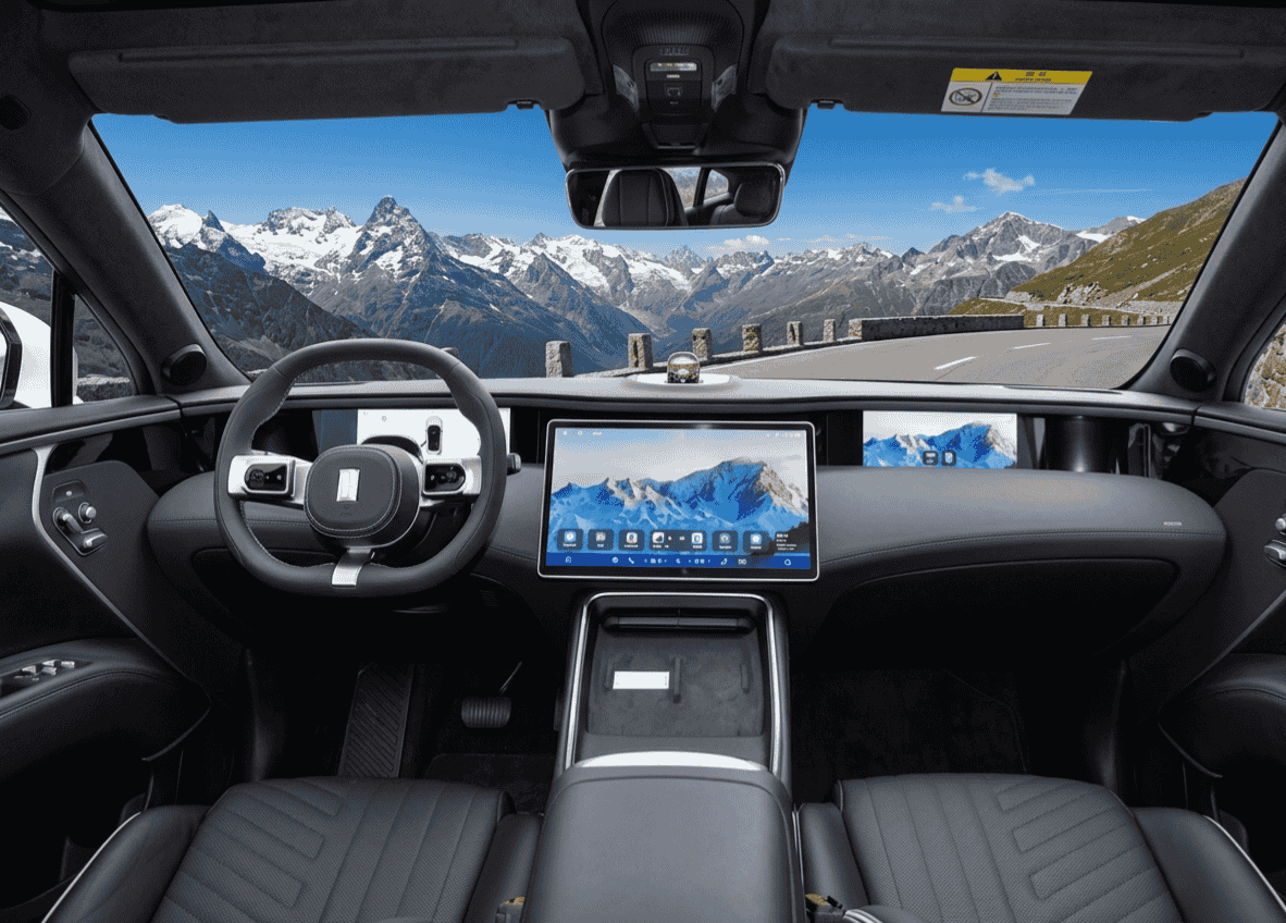 Interior del Avatr 11 con pantalla central de 15,6 pulgadas y sistema HarmonyOS de Huawei