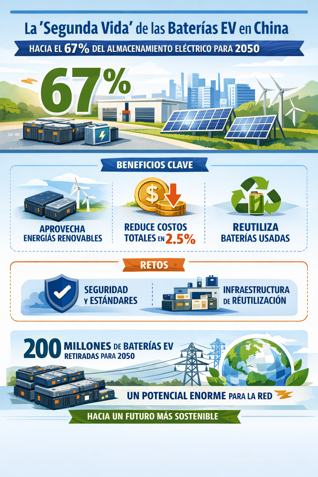 Instalación de almacenamiento energético con baterías reutilizadas de coches eléctricos en China