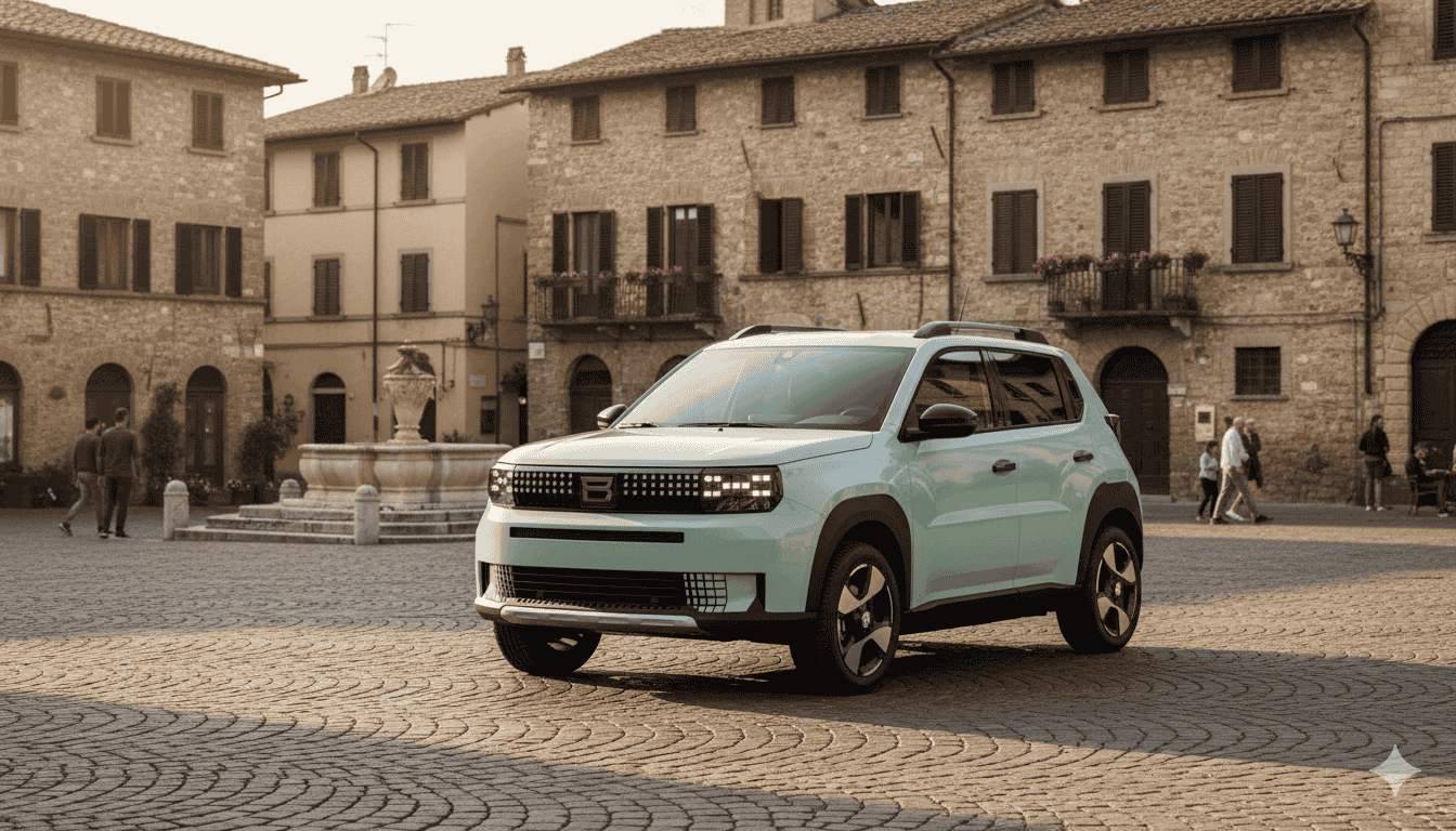 Fiat Grande Panda eléctrico en color rojo, utilitario eléctrico italiano disponible desde 24.000 euros con 320 km de autonomía WLTP