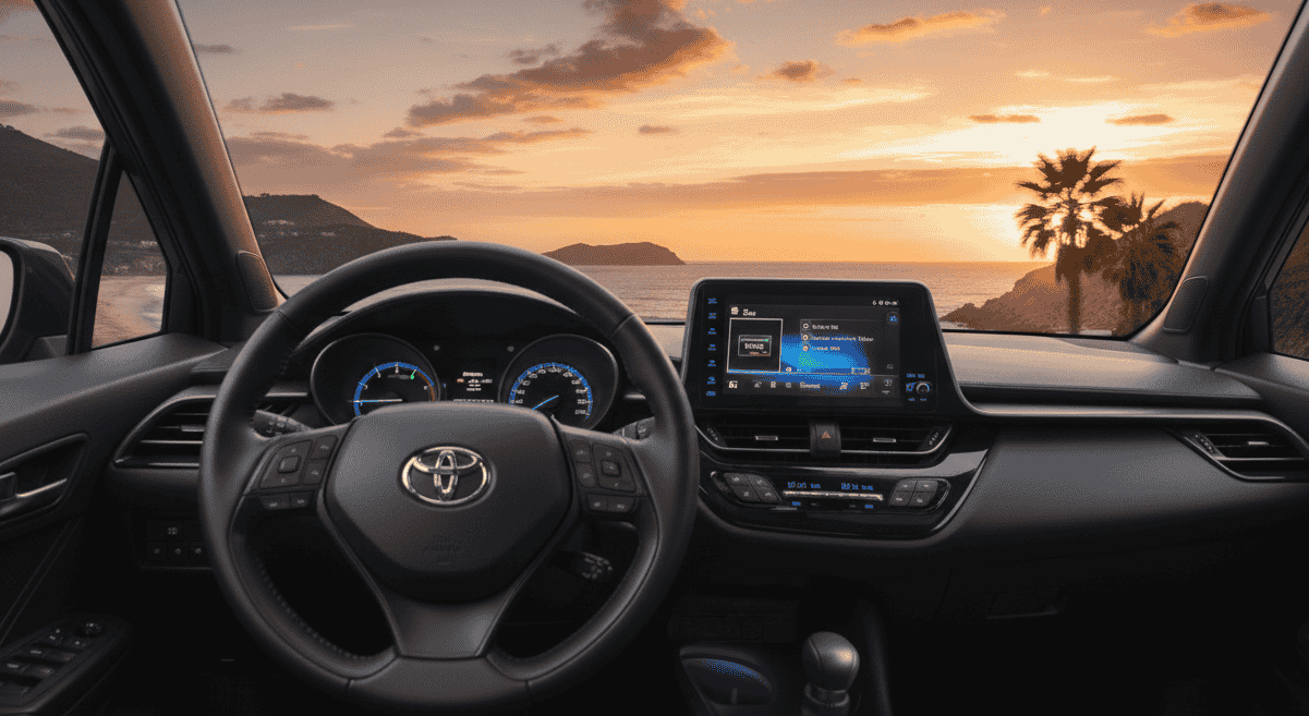 Interior de un coche híbrido no enchufable mostrando el sistema de propulsión híbrido