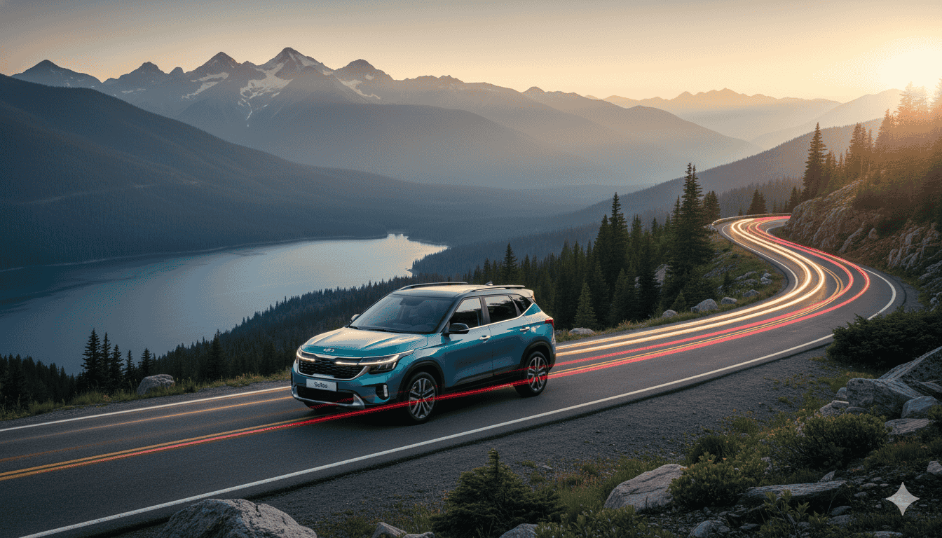 Render del Kia Seltos híbrido para Europa 2026 en color azul