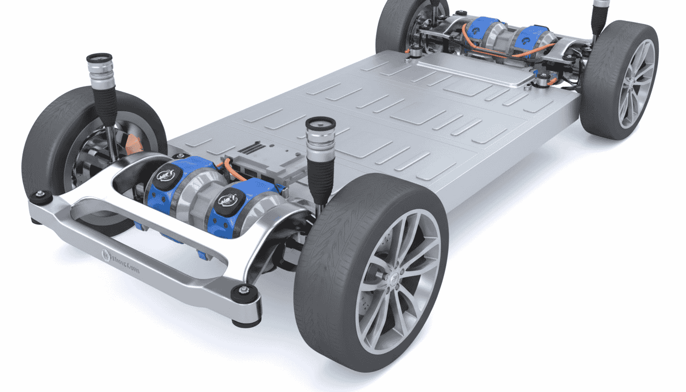 Componentes internos de un motor eléctrico de vehículo mostrando rotor, estátor e imanes permanentes