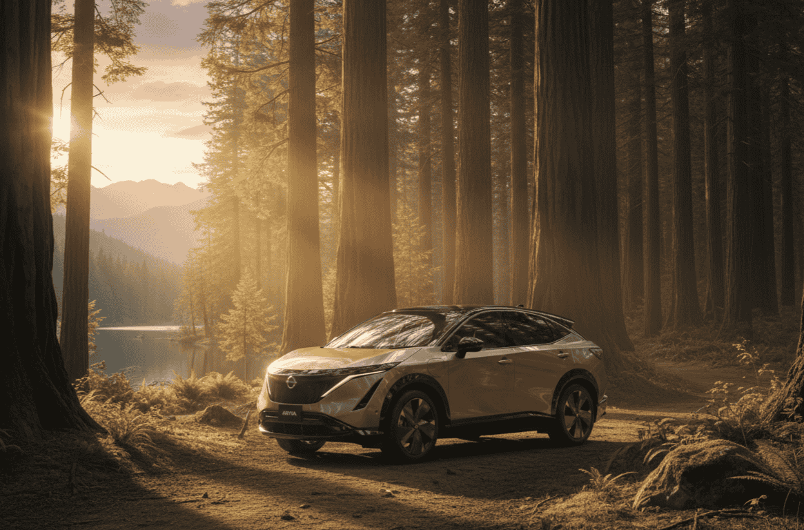 Nissan Ariya SUV eléctrico vista exterior con diseño aerodinámico y líneas modernas