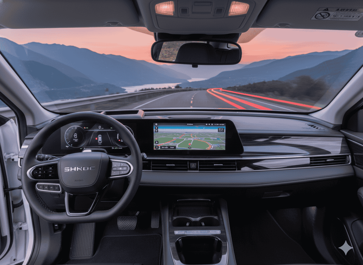 Interior del Omoda 5 EV 2025 con nuevas pantallas y materiales