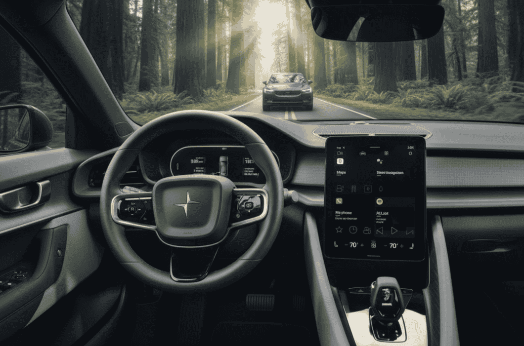 Interior del Polestar 2 - Pantalla central, materiales premium y diseño minimalista