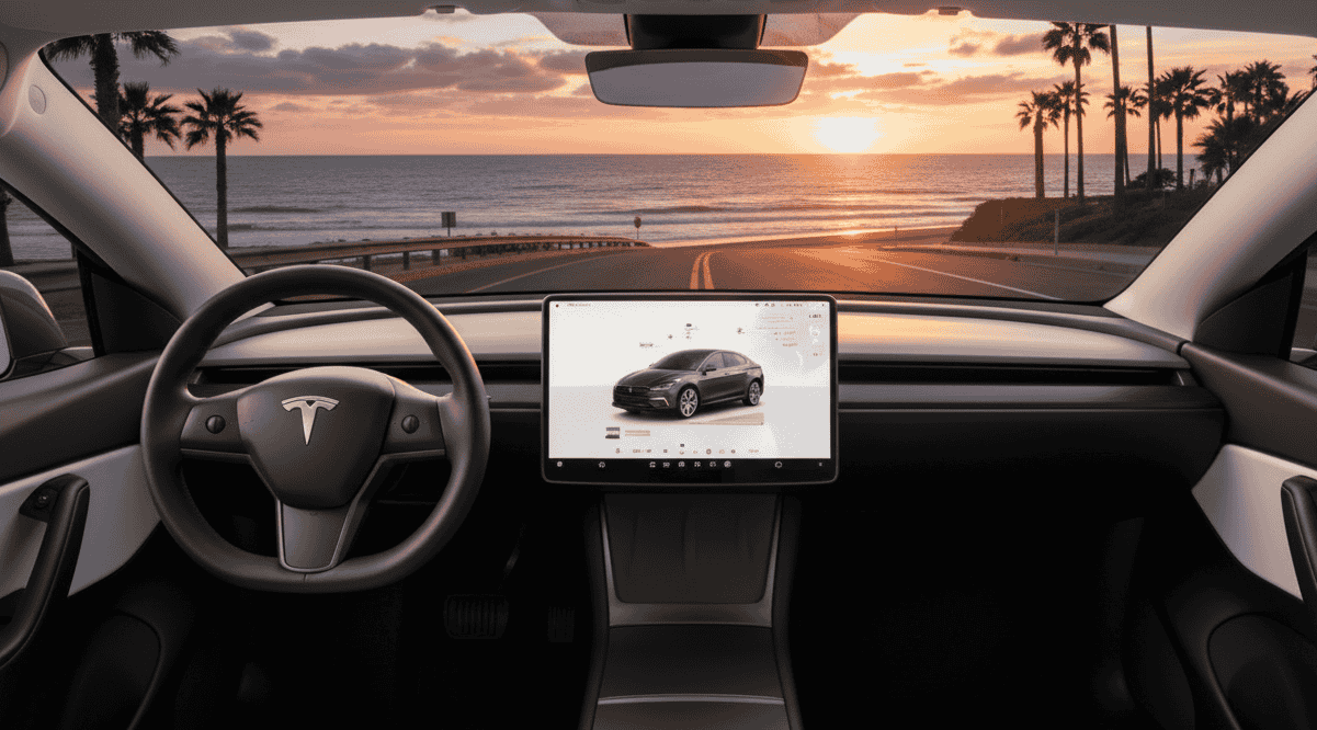 Interior Tesla Model Y - Diseño minimalista con pantalla central de 15,4 pulgadas