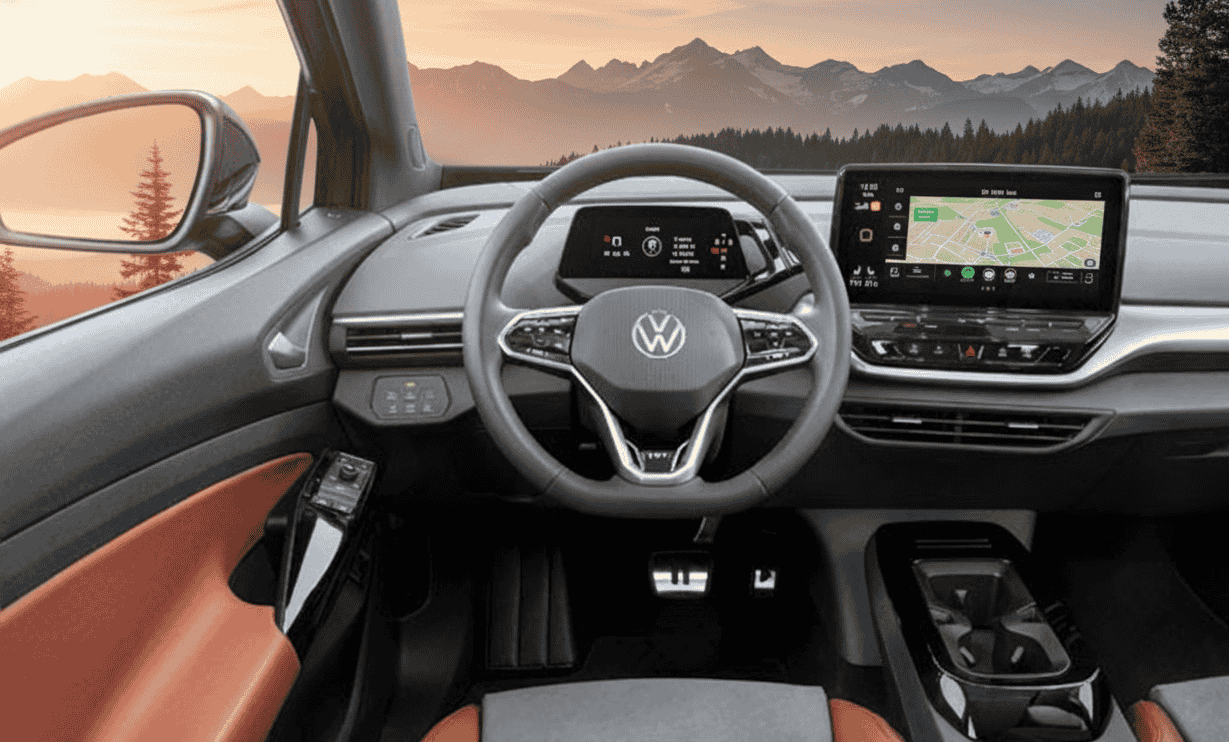 Interior del Volkswagen ID.4 2026 - Pantalla central, cuadro digital y acabados premium